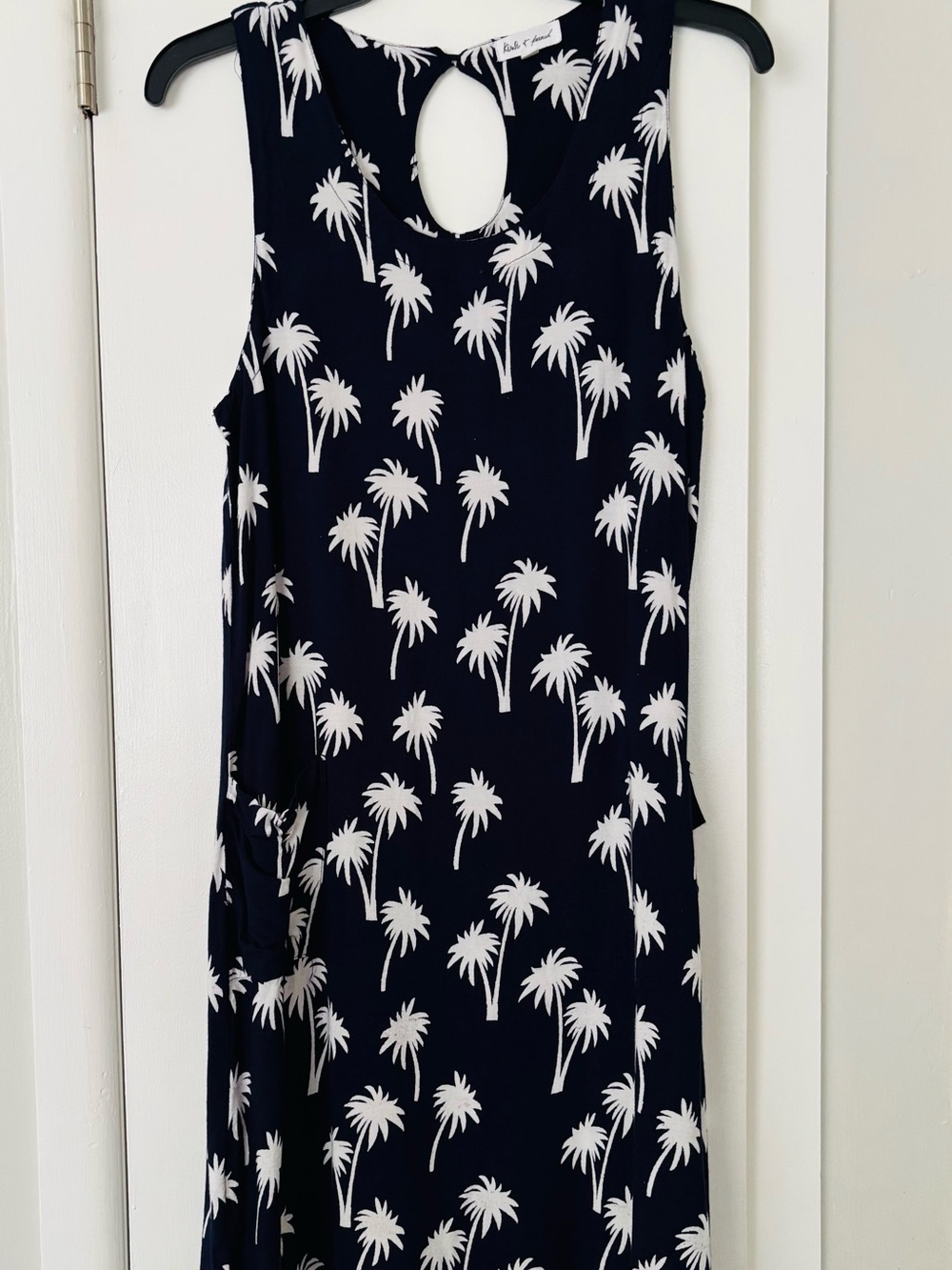 Kiwi & Punch Navy Palm Tree Print Sleeveless Dress